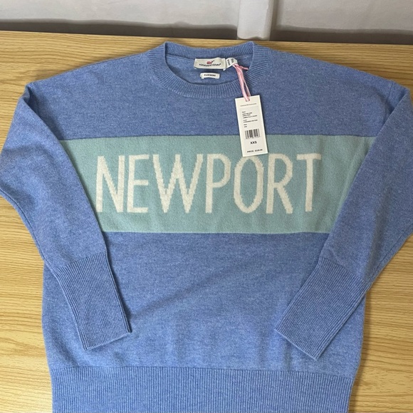 Vineyard Vines Blue and Green Crew Neck Sweater Cashmere NEWPORT XXS - Picture 1 of 6